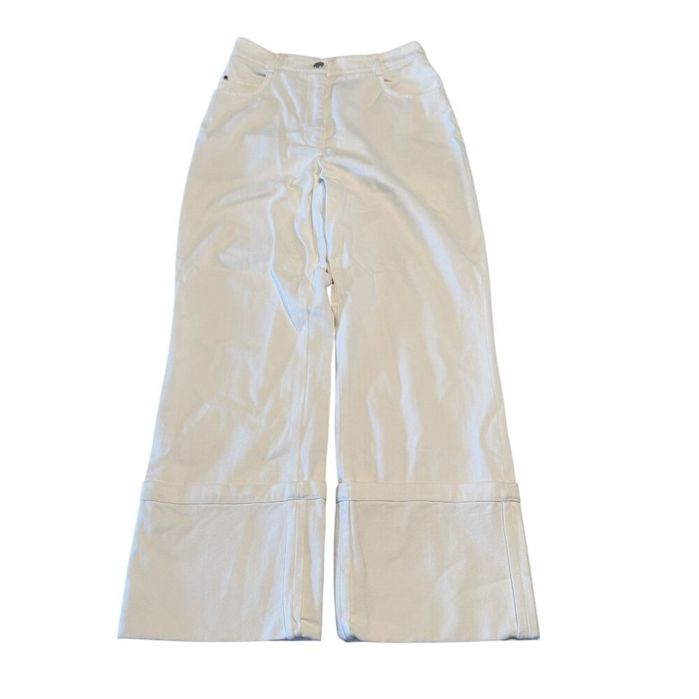 AKRIS Punto White Cotton Blend Denim Foldover Cuff Jeans Women's 4